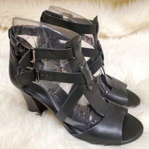 Franco Sarto Jayda Strappy Buckle Heeled Sandals SZ 8